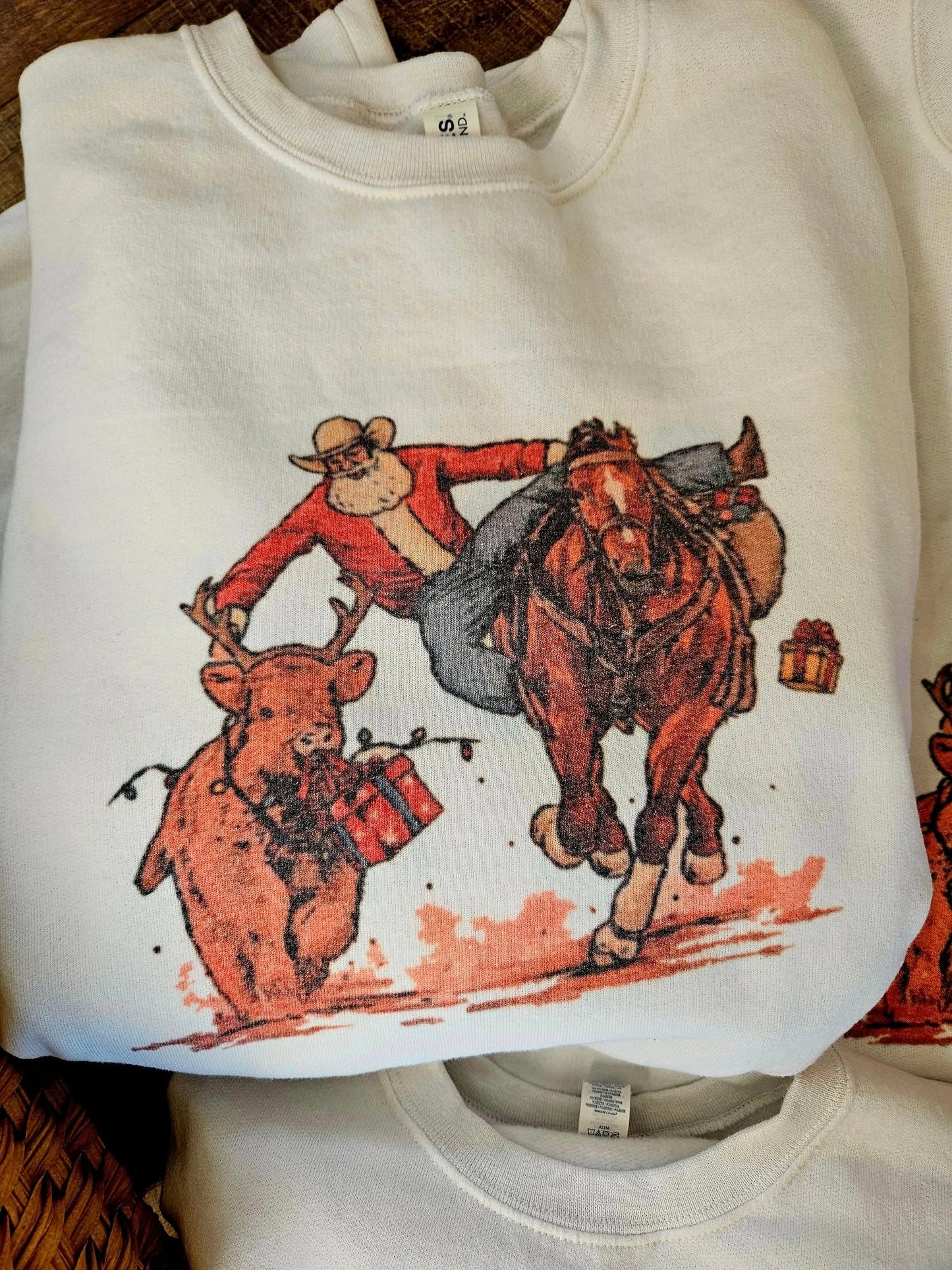 Bull Dogging Santa Sweatshirt
