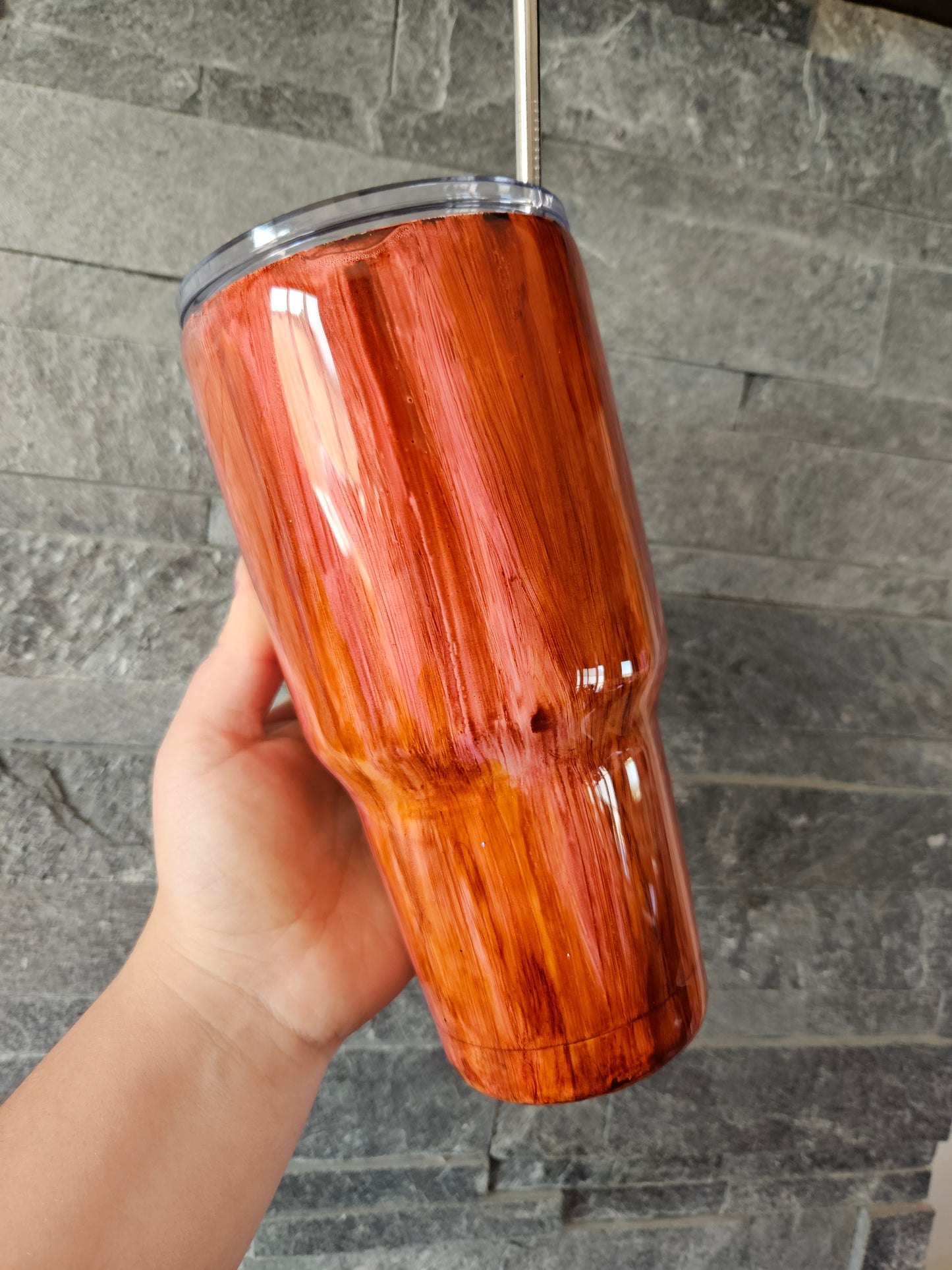 Wood Grain Freedom Flag Tumbler