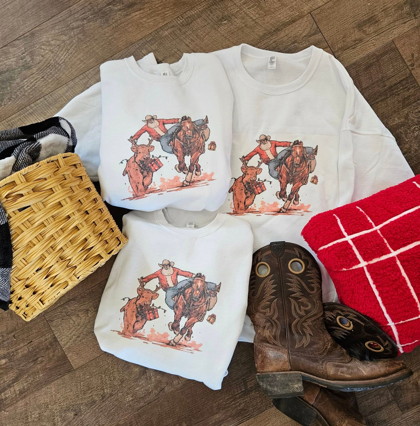Bull Dogging Santa Sweatshirt
