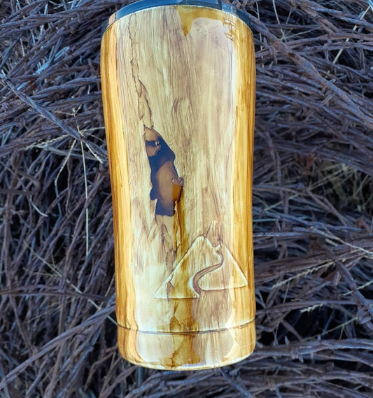 Wood grain flag tumbler