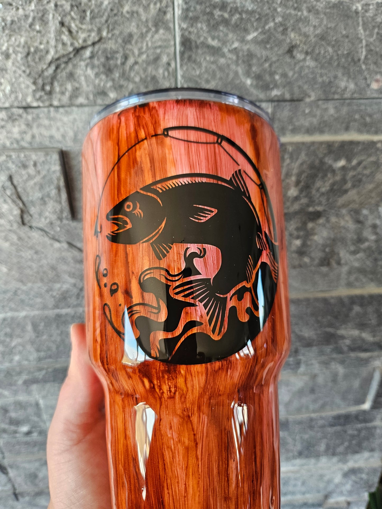 Wood Grain Bass Fishing Tumbler