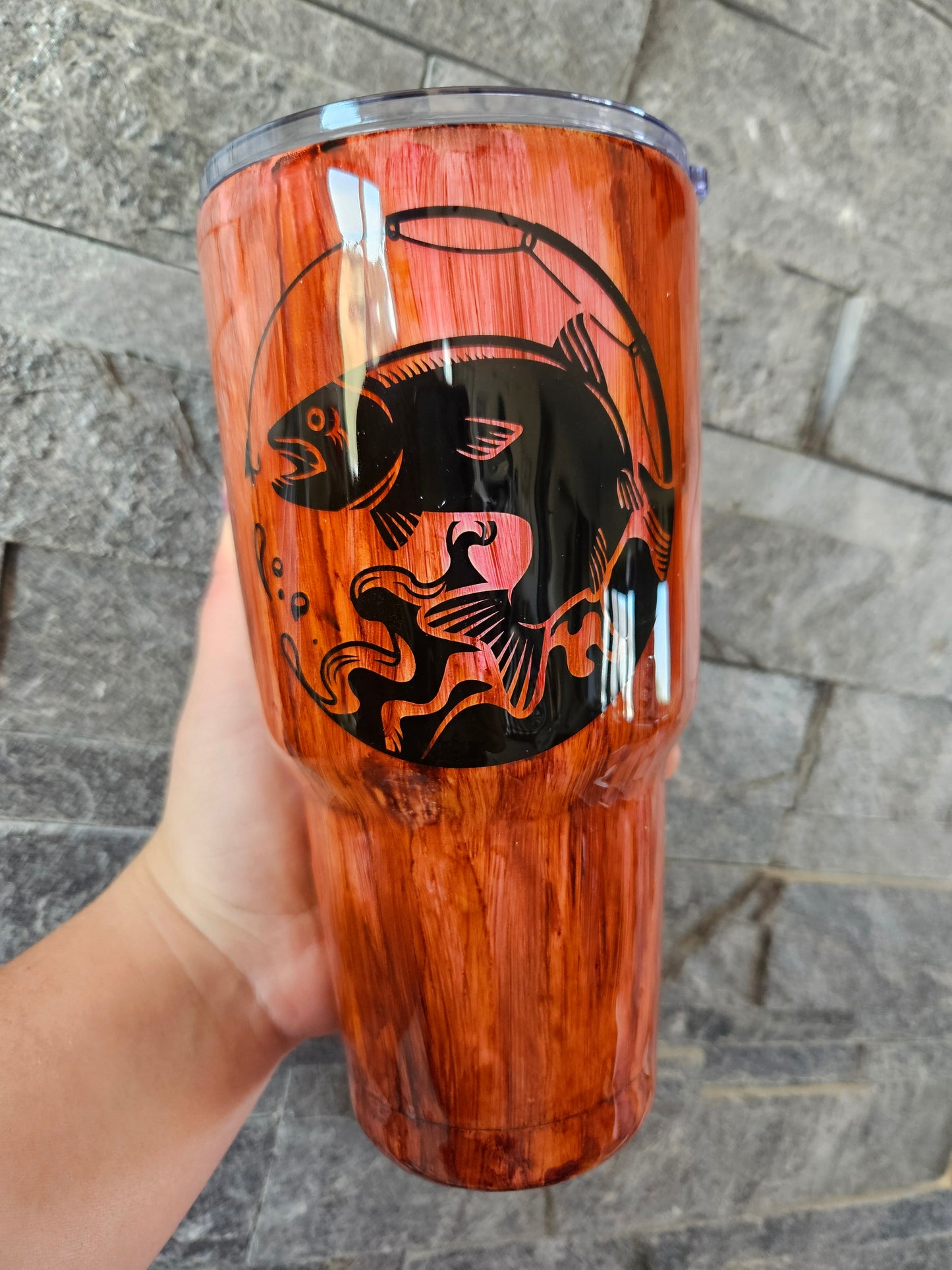Wood Grain Bass Fishing Tumbler