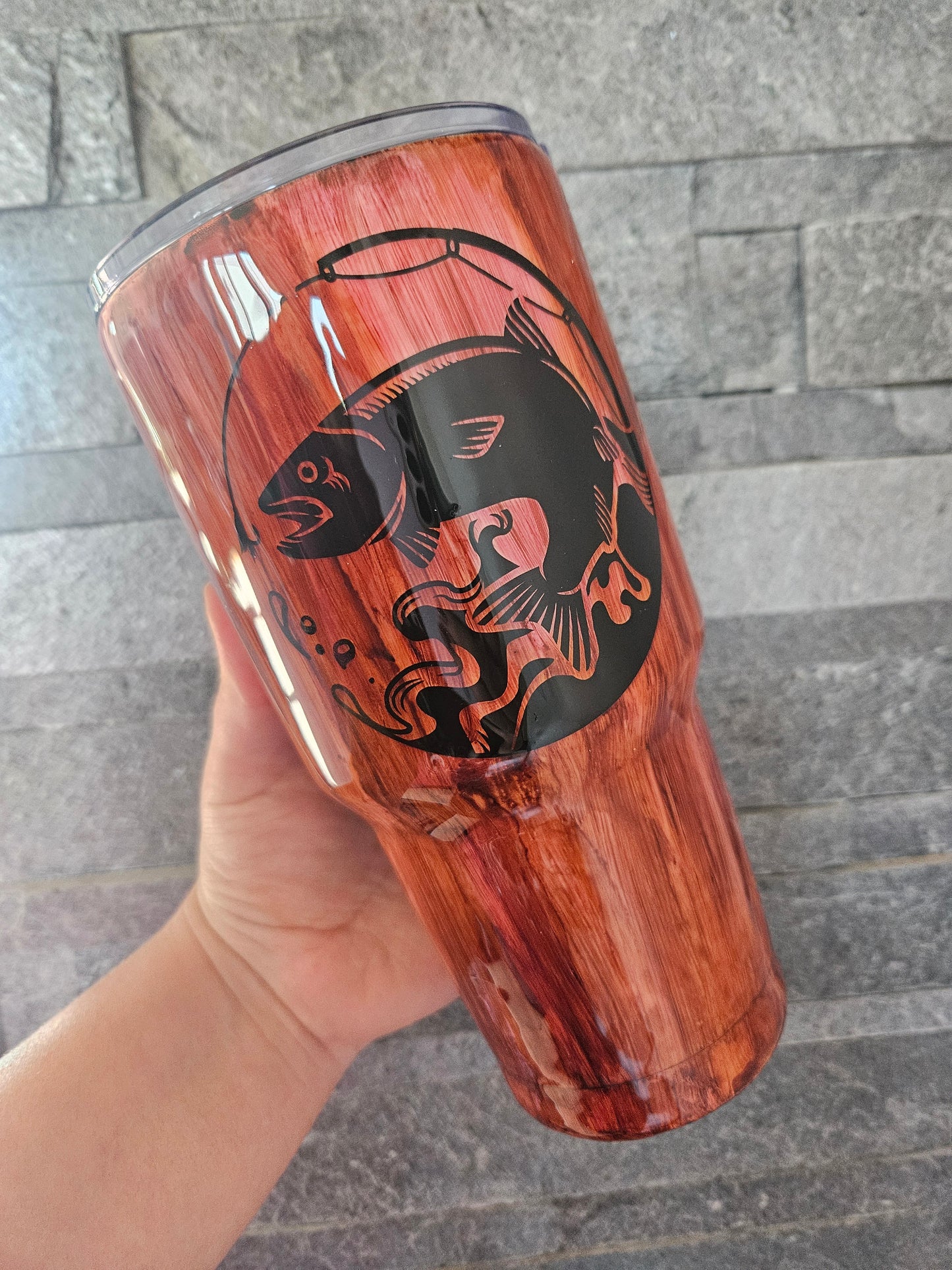 Wood Grain Bass Fishing Tumbler